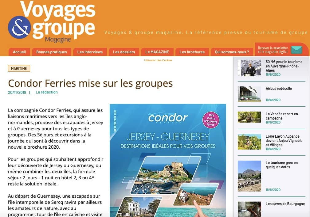 Voyages & groupe: Condor Ferries et les groupes