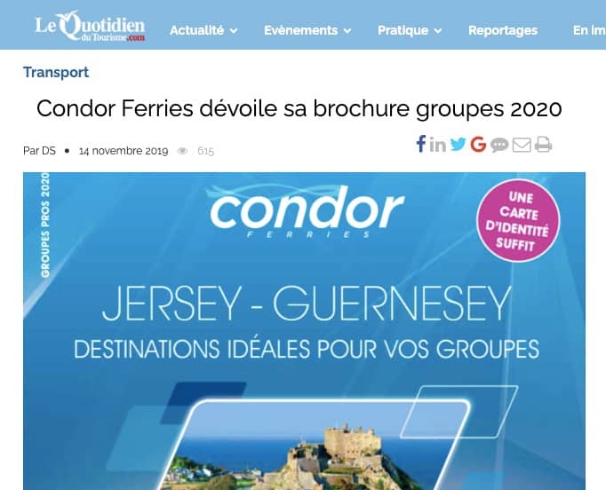 Le Quotidien du Tourisme: Condor Ferries, brochure groupes 2020